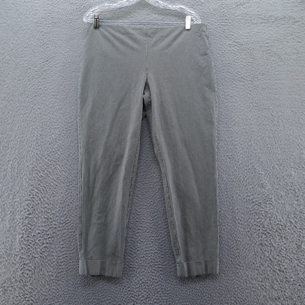 J. Jill Premium Bi Stretch Gingham Slim Leg Pull On Pants Black White Size 14